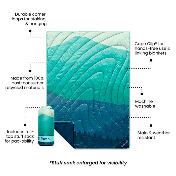Rumpl Original Puffy 2 Person Blanket - Seascape Ridge Mountains Original Puffy 2 Person Blanket - Seascape Ridge Mountains | Rumpl Blankets For Everywhere Printed Original