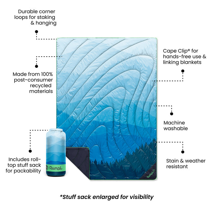 Rumpl Original Puffy Blanket - Blue Ridge Fade Original Puffy Blanket - Blue Ridge Fade | Rumpl Blankets For Everywhere Printed Original
