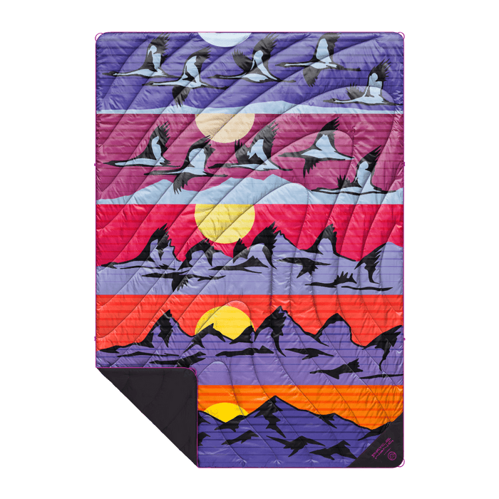 Rumpl Original Puffy Blanket - Bryce Wong - Mountain Migration Original Puffy Blanket - Mountain Migration | Rumpl Blankets For Everywhere Printed Original