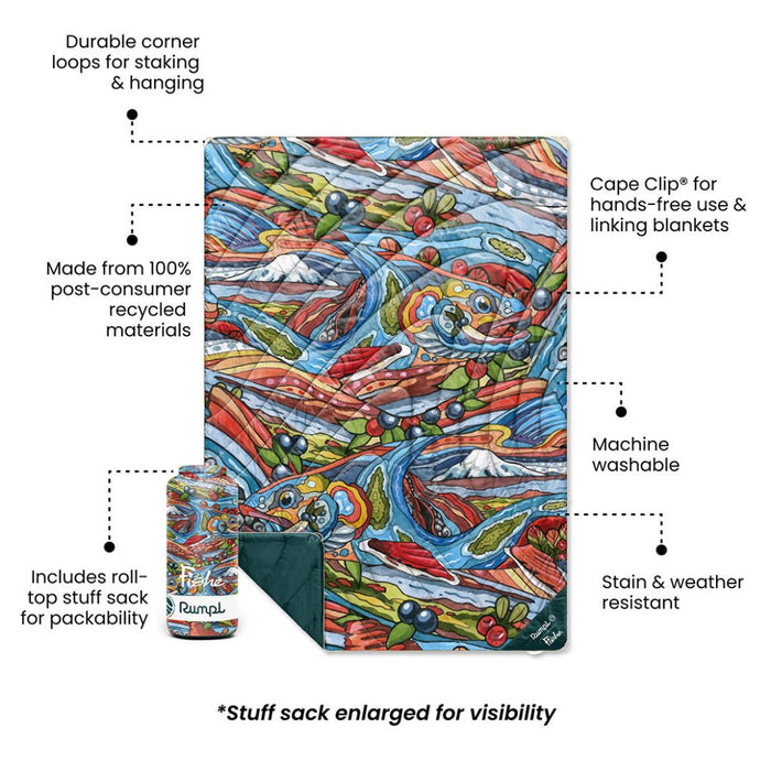 Rumpl Original Puffy Blanket - Fishe - Arctic Char Original Puffy Blanket - Arctic Char | Rumpl Blankets For Everywhere Solid Original