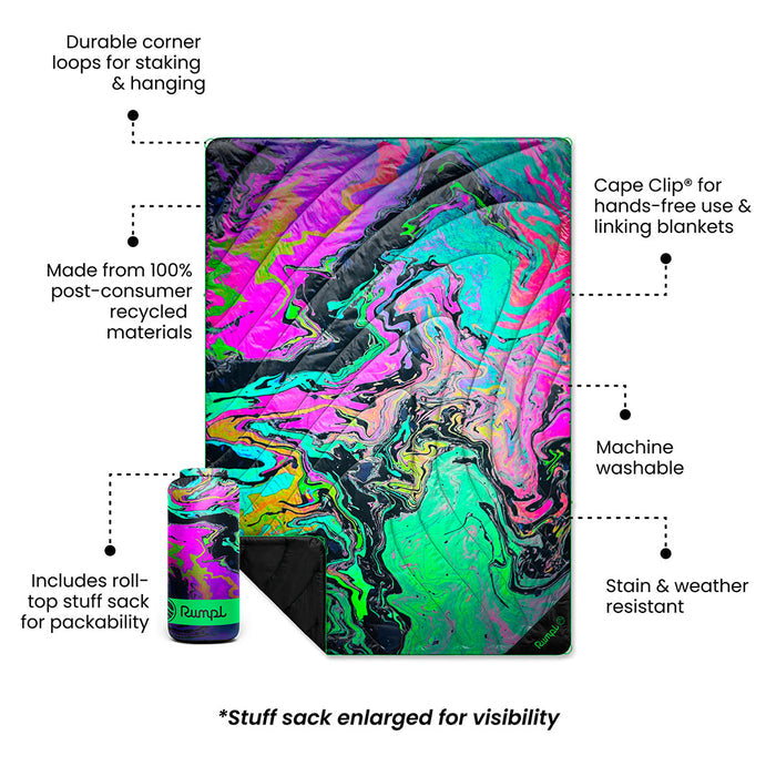 Rumpl Original Puffy Blanket - Liquid Neon Original Puffy Blanket - Liquid Neon | Rumpl Blankets For Everywhere Printed Original