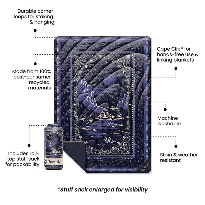 Rumpl Original Puffy Blanket - Midnight Mesa Bandana Original Puffy Blanket - Midnight Mesa Bandana | Rumpl Blankets For Everywhere Printed Original