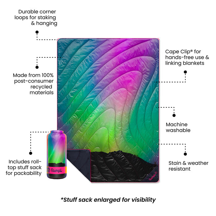 Rumpl Original Puffy Blanket  - Northern Lights Original Puffy Blanket  - Northern Lights  | Rumpl Blankets For Everywhere Printed Original