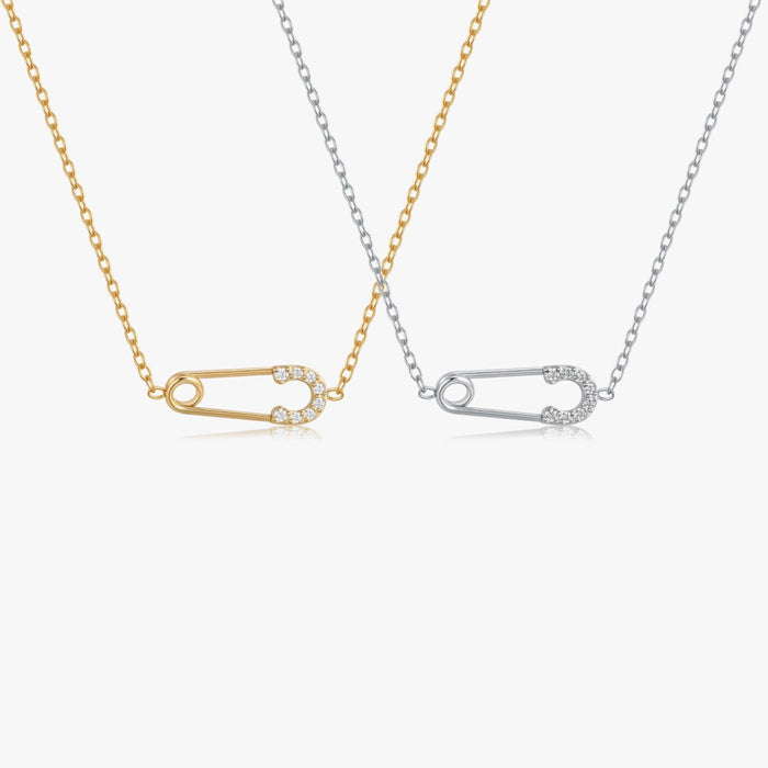 Pave Safety Pin Necklace - Flaire & Co.