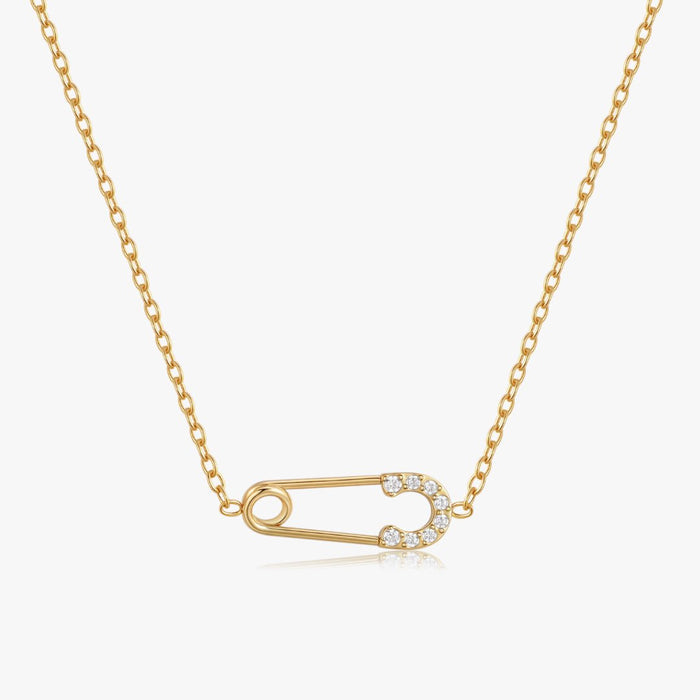 Pave Safety Pin Necklace - Flaire & Co.
