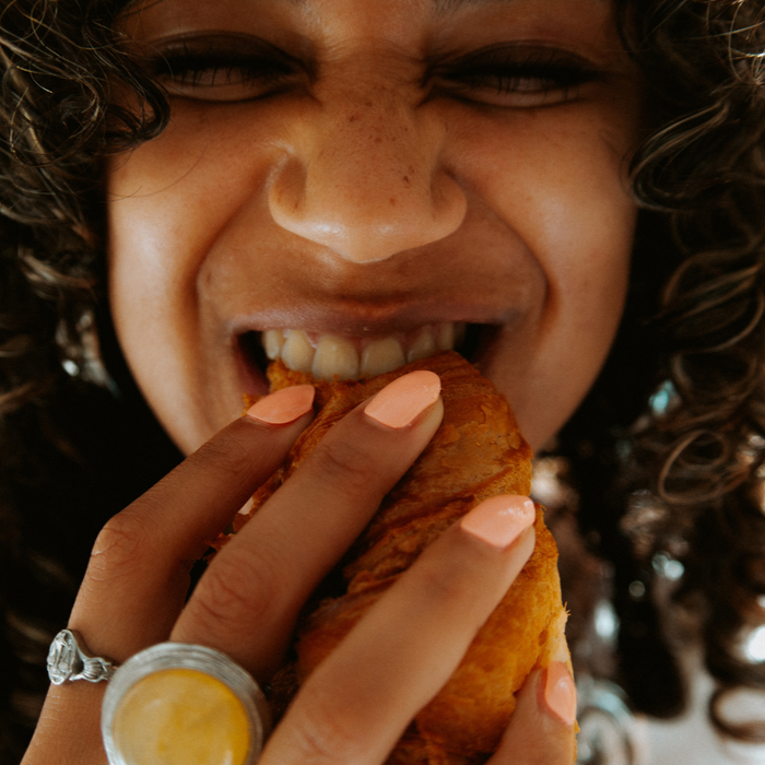 Peach Nails Croissant Yellow Ring Teeth