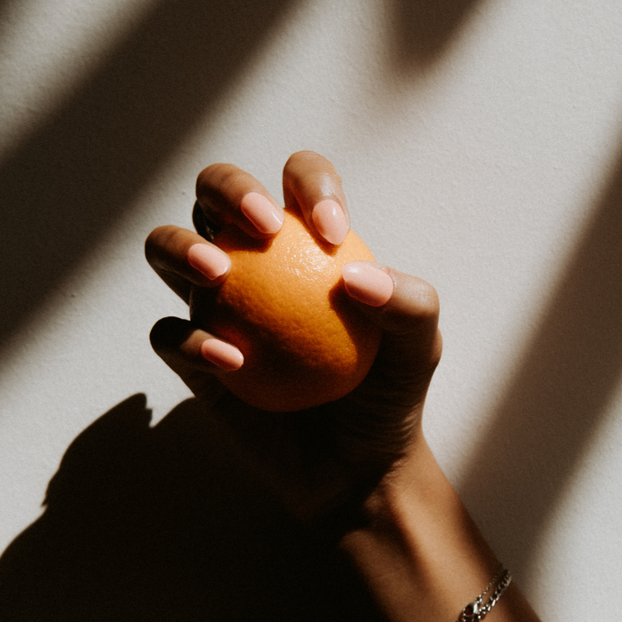 Peach Nails Hand Orange Fruit