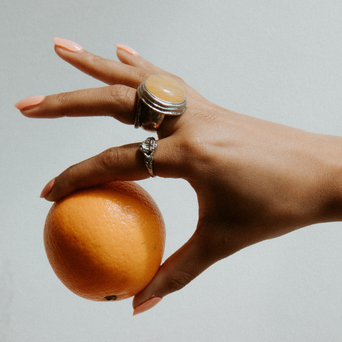 Peach Nails Orange Hand Yellow Ring