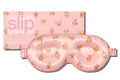 A floral pink stripe slip silk contour sleep mask designed to protect delicate eyelash extensions, with the brand name 'slip' visible on the packaging.