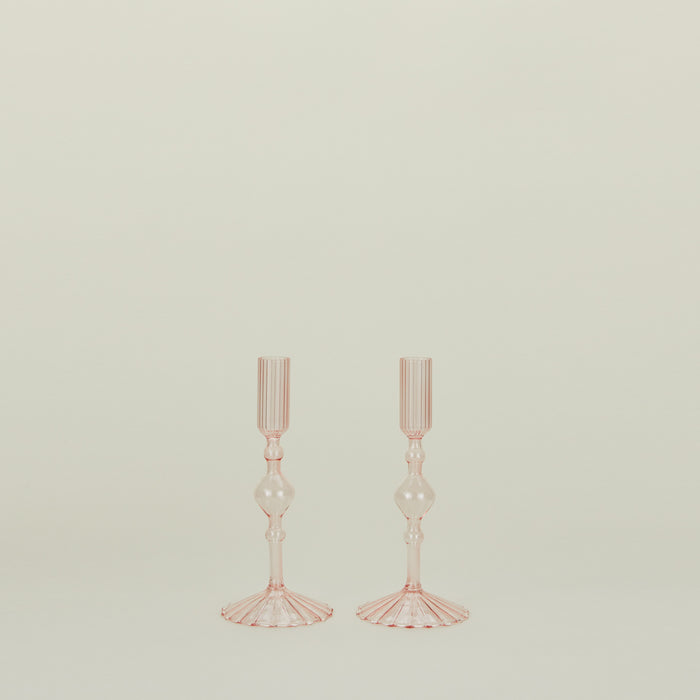 Pleated candle holders in pink