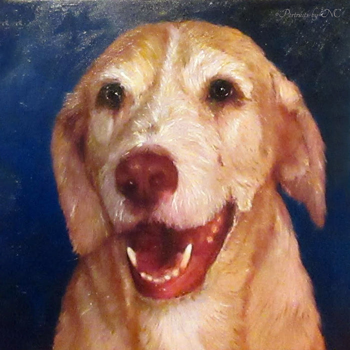 Labrador Portrait in Oil, custom per portraits, hand-painted and digital artwork BY artist Enzie Shahmiri