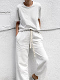 Pure Color Casual Short Sleeve Suit