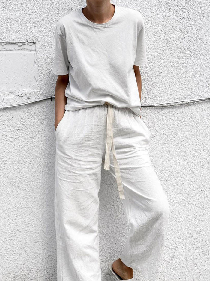 Pure Color Casual Short Sleeve Suit