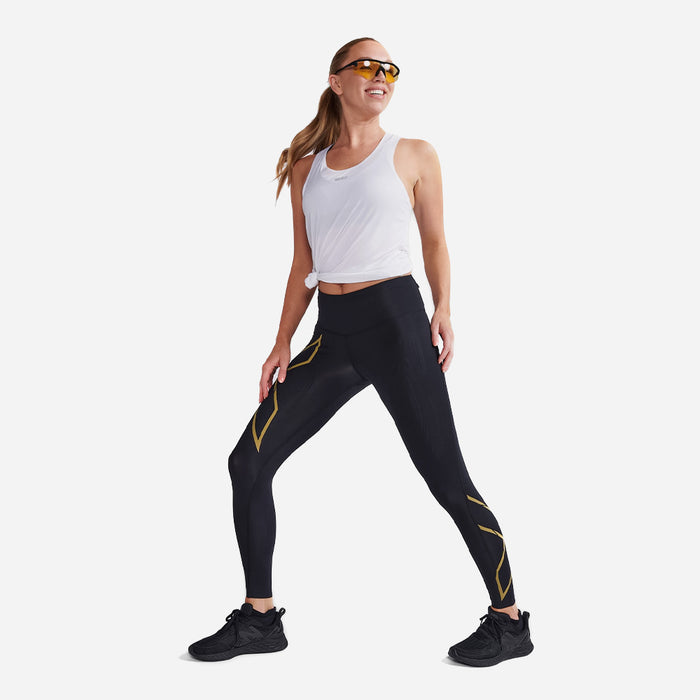 Quần Dài Bó Cơ Nữ 2XU Light Speed Mid-Rise Compression - Đen - Supersports Vietnam