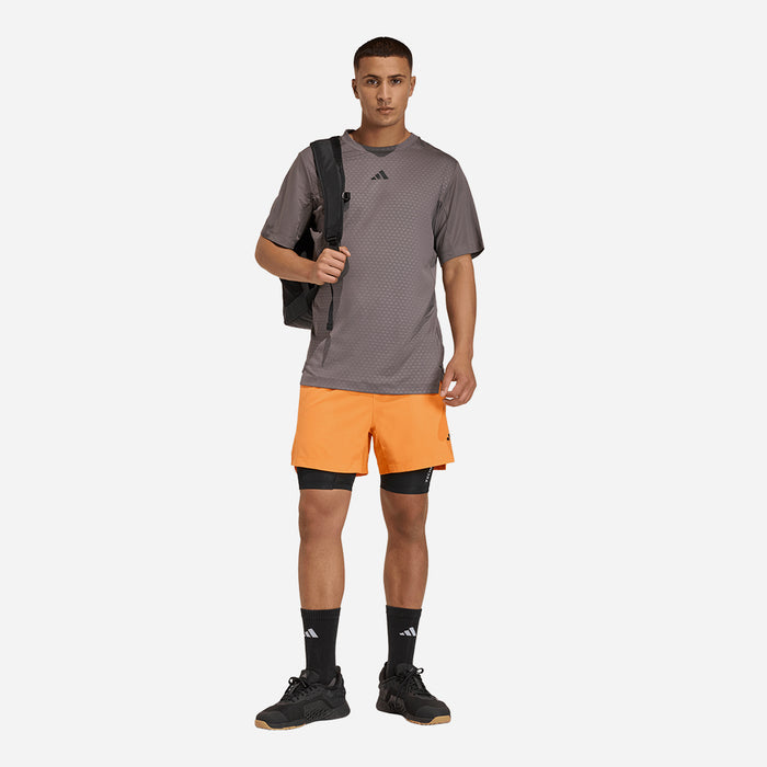 Quần Ngắn Thể Thao Nam Adidas D4T Primelift 3 Stripes - Cam - Supersports Vietnam