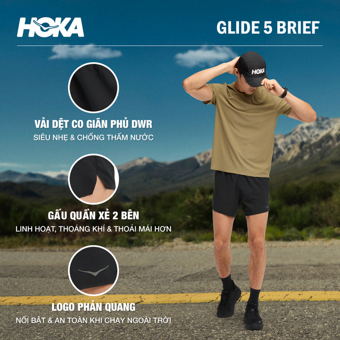 Quần Ngắn Thể Thao Nam HOKA Glide 5 Brief - Đen - Supersports Vietnam
