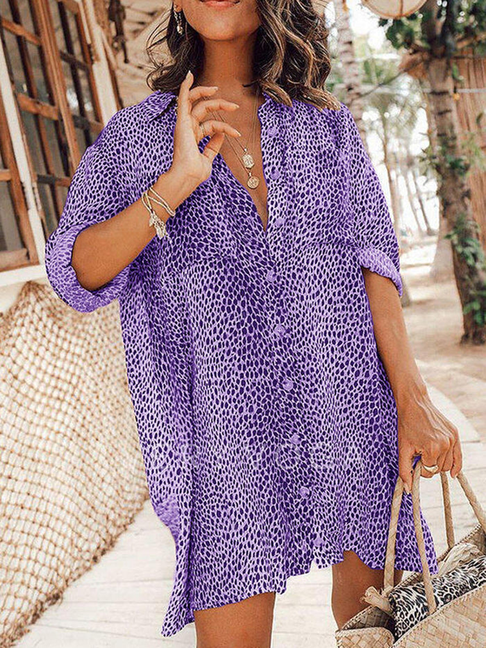 Retro Casual Loose Leopard Dress