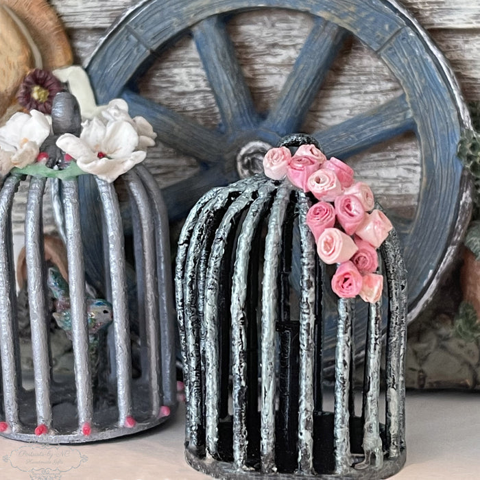 Romantic Miniature Size Bird Cages 1/12 Scale Dollhouse Accessory