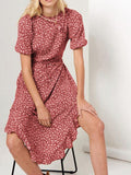 Round Neck Floral Waist Dress