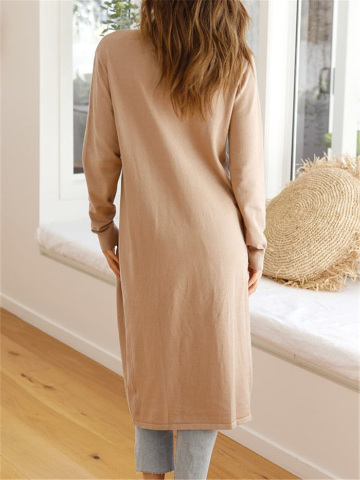 Round Neck Long Sleeve Split Shirt