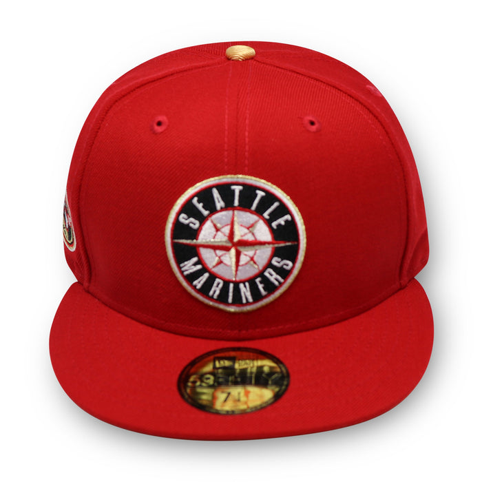 SEATTLE MARINERS (RED) "25TH ANNIVERSARY" NEW ERA 59FIFTY FITTED (GOLD UNDER VISOR) (S)