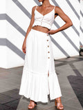 Sexy Sling Solid Color Split Two-piece Suit