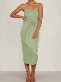 Sexy Solid Color Strapless Sleeveless Dress