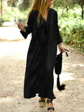 Simple Casual Loose V-Neck Long Sleeve Maxi Dress