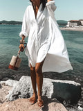 Simple Casual Loose V Neck Long-Sleeved Shirt