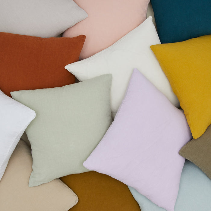 Simple linen pillows in various colors