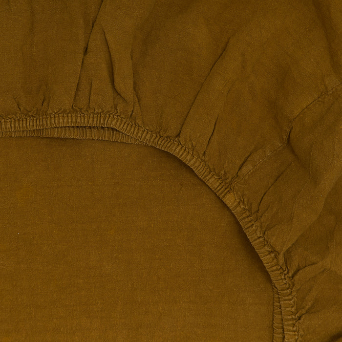 Simple Linen Fitted Sheet - Bronze