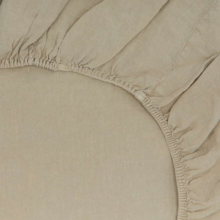 Simple Linen Fitted Sheet - Flax
