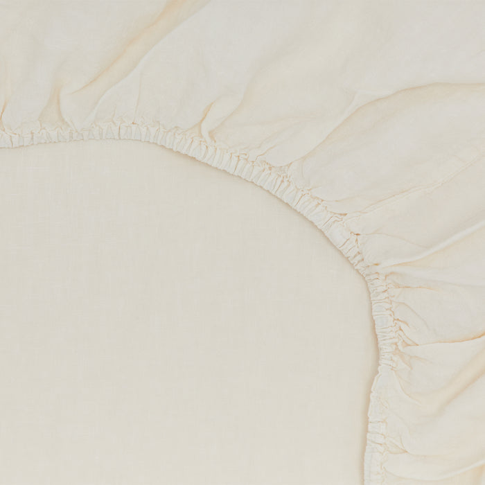 Simple Linen Fitted Sheet - Ivory