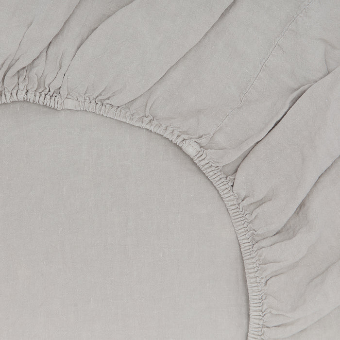 Simple Linen Fitted Sheet - Light Grey