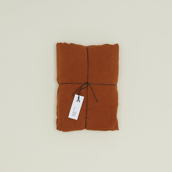 Simple Linen Fitted Sheet - Terracotta