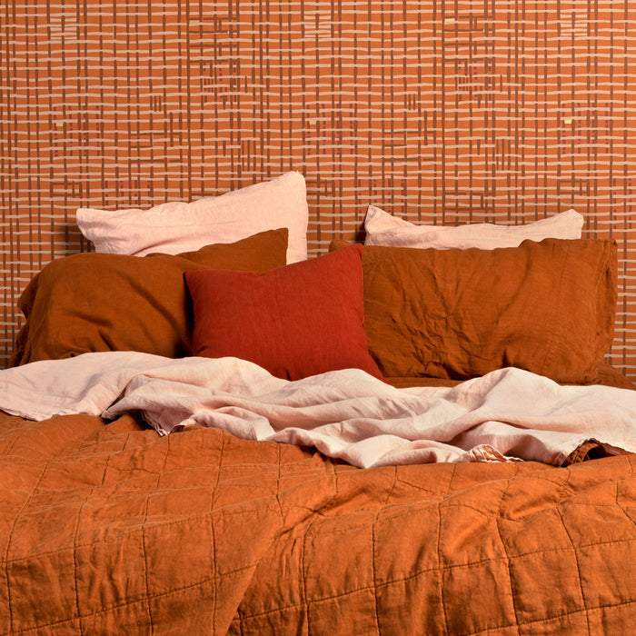Simple Linen Fitted Sheet - Terracotta