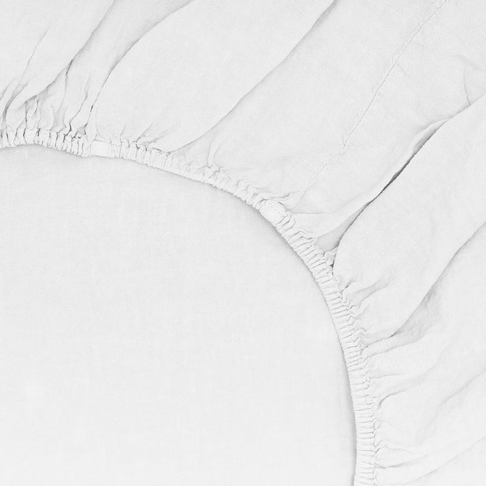 Simple Linen Fitted Sheet - White