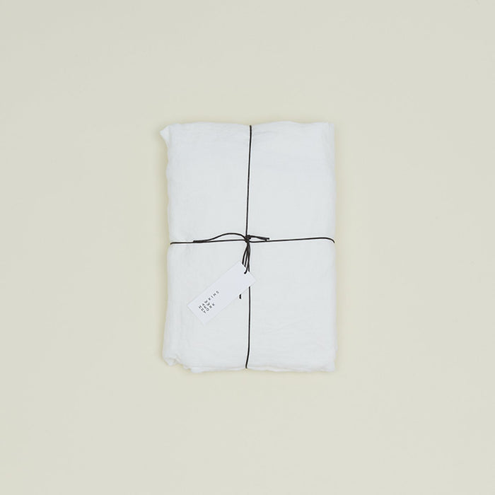 Simple Linen Fitted Sheet - White