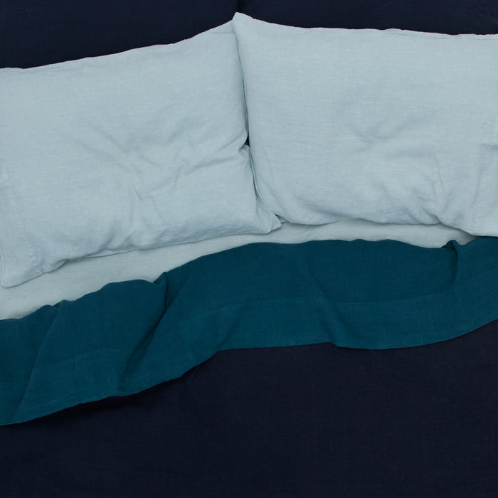 Simple Linen Flat Sheet - Sky