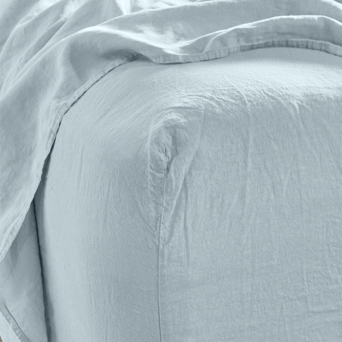 Simple linen bedding in sky