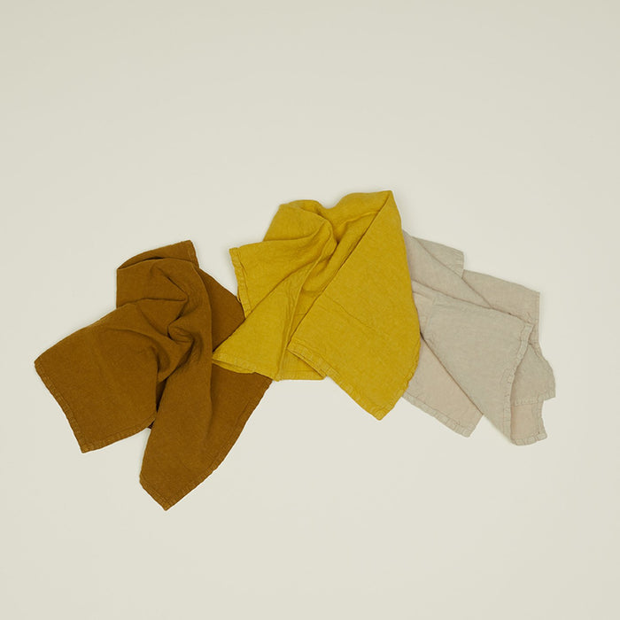 Three Simple Linen Napkins in various colors.