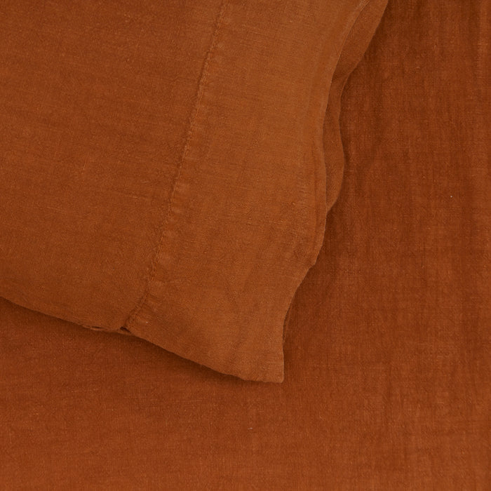 Simple Linen Pillowcases, Set of 2 - Terracotta