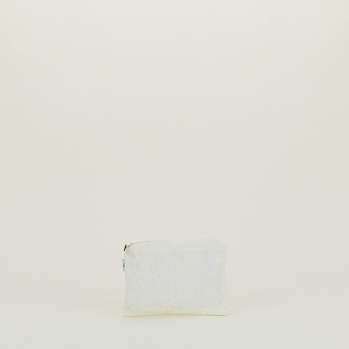 Simple Linen Zipper Pouch - Ivory