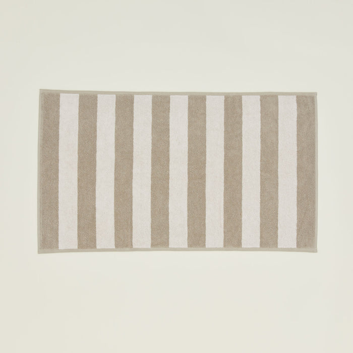 Simple Striped Terry Bath Mat in ivory and flax.