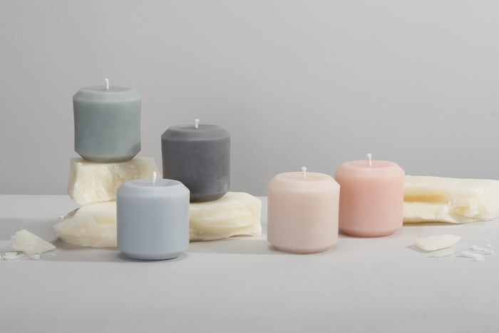 Slate Beeswax Pillar Candle