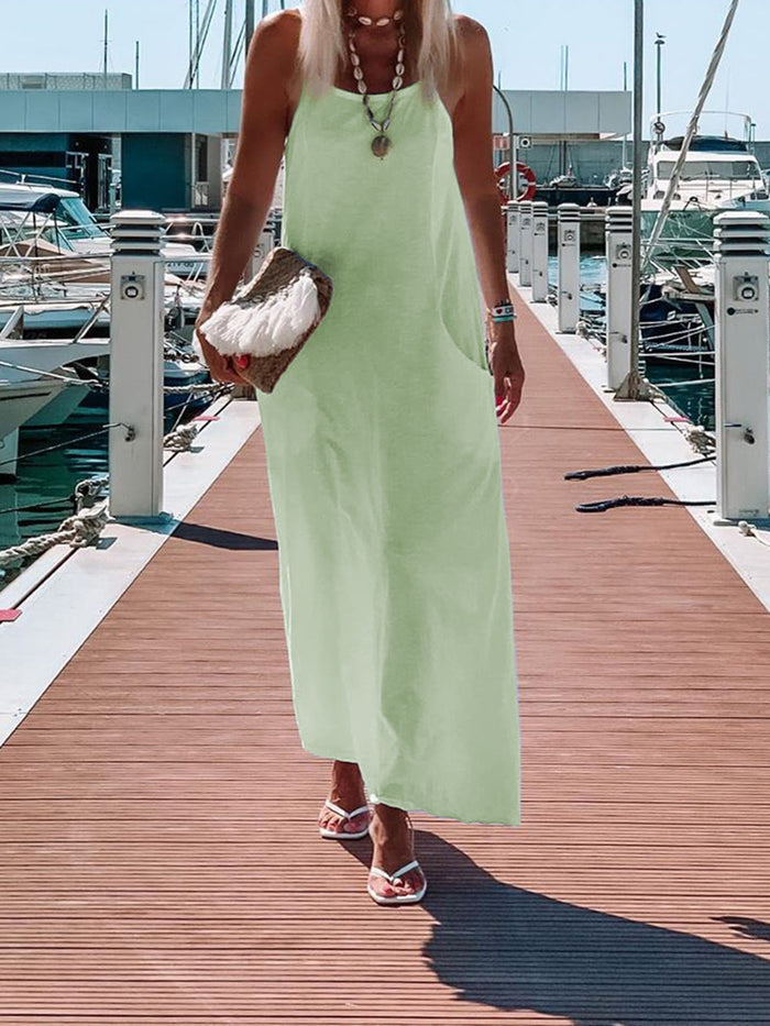 Sleeveless Solid Color Dress