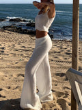Sleeveless Solid Color Knitted Suit