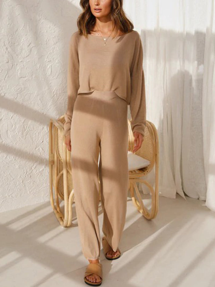 Solid Color Long Sleeve Casual Suit