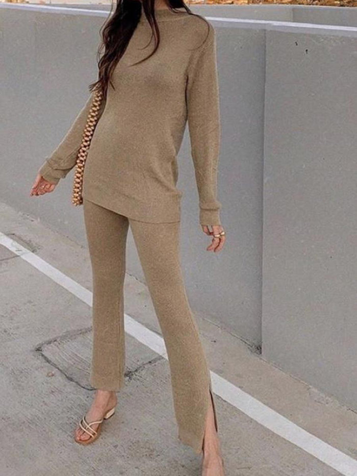 Solid Color Loose Round Neck Long Sleeve Sui
