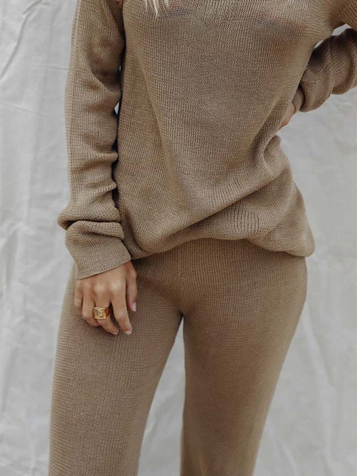 Solid Color Loose Round Neck Long Sleeve Sui